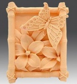 ''Бабочка на цветке в бамбуковой рамке'', 2D, форма силиконовая, 1 шт 